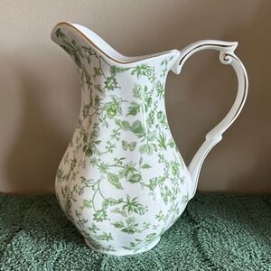 Grace Teaware Floral Pitcher Green Butterfly & Floral Beautiful! NEW!